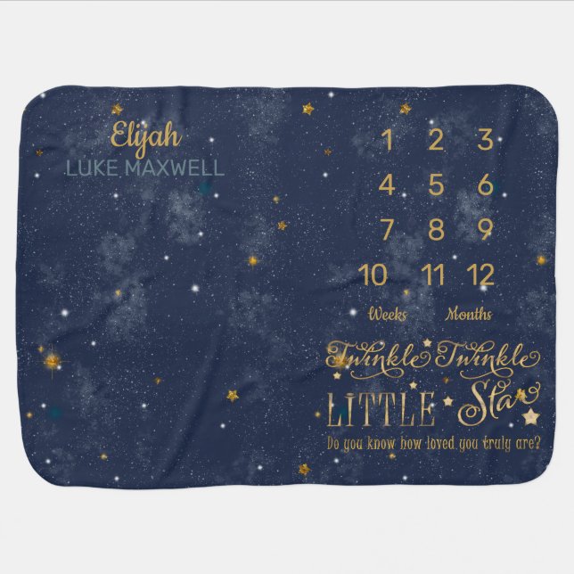 Twinkle Twinkle Little Star Week | Month Milestone Baby Blanket (Horizontal)