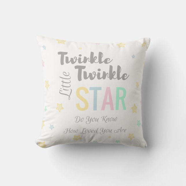 Twinkle Twinkle Little Star - White Pink Blue Throw Pillow (Front)