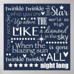 Twinkle Twinkle Little Star Word Art Midnight Blue Poster at Zazzle