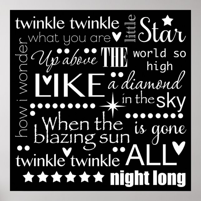 Twinkle Twinkle Little Star Word Art Poster (Front)