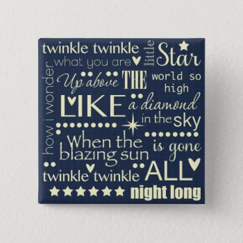 Twinkle Twinkle Little Star Word Art Text Design Pinback Button by BlueOwlImages at Zazzle
