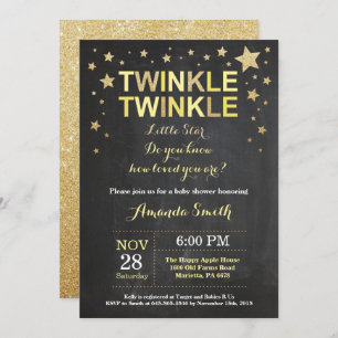 Twinkle Twinkle Little Star Yellow Baby Shower Invitation