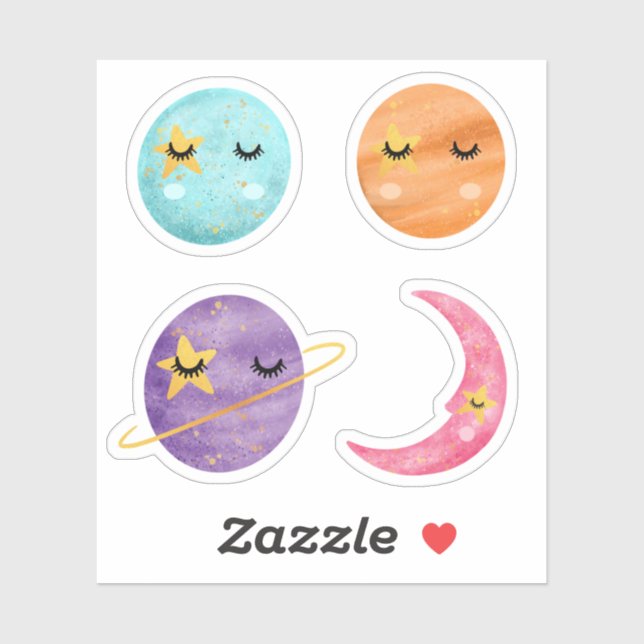Twinkle Twinkle Little Stars & planets Space Theme Sticker (Sheet)