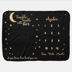 Twinkle Twinkle loved milestone Baby Blanket