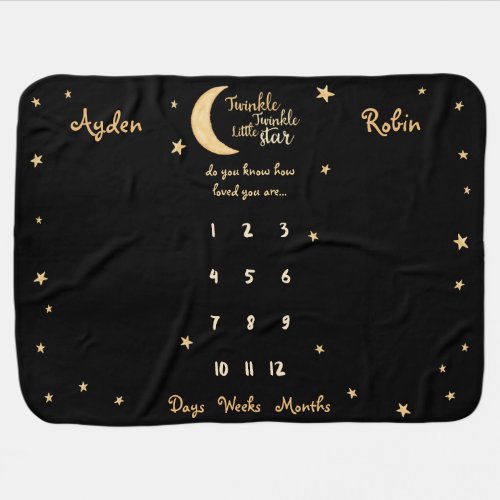 Twinkle Twinkle loved unisex twin milestone Baby Blanket