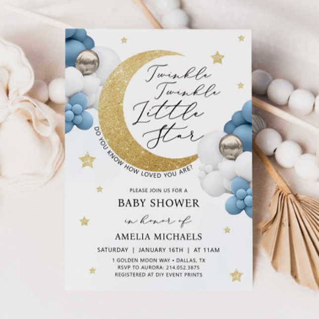 TWINKLE TWINKLE Moon And Stars Baby Shower Invitation (Creator Uploaded)