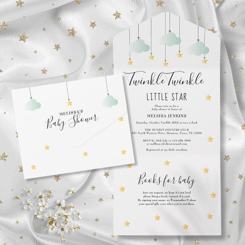 Twinkle Twinkle Neutral Baby Shower All In One Invitation