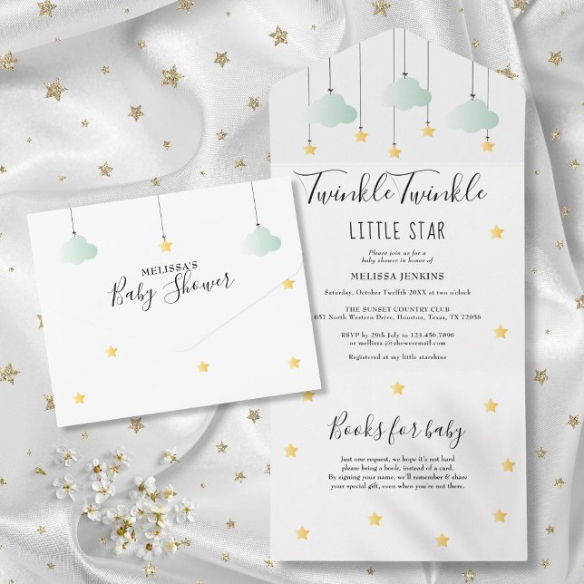 Twinkle Twinkle Neutral Baby Shower All In One Invitation (Twinkle Twinkle Neutral Baby Shower All In One Invitation)