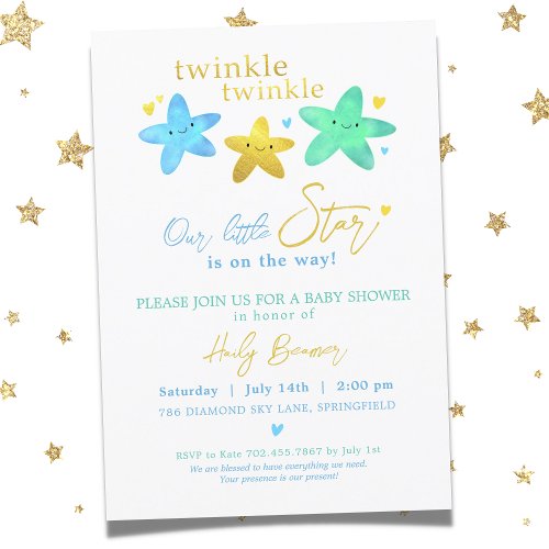 Twinkle Twinkle Our Little Star Baby Shower Invita Invitation