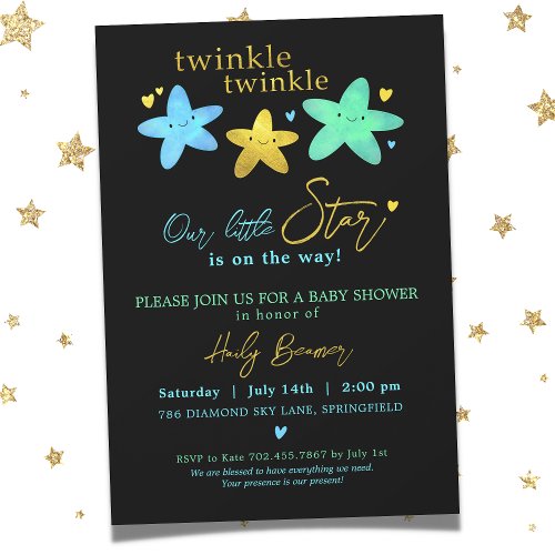 Twinkle Twinkle Our Little Star Baby Shower Invitation