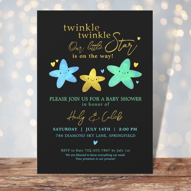 Twinkle Twinkle Our Little Star Baby Shower Invitation (Creator Uploaded)