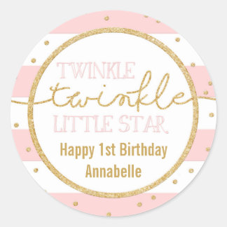 Twinkle Twinkle Pink and Gold Birthday Sticker
