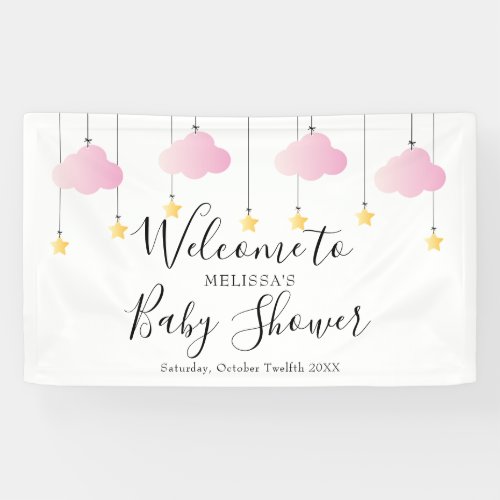 Twinkle Twinkle Pink Girl Baby Shower Welcome Banner