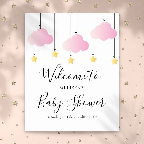 Twinkle Twinkle Pink Girl Baby Shower Welcome Sign
