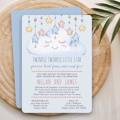 Twinkle Twinkle Poem Boy Baby Shower by Mail Invitation