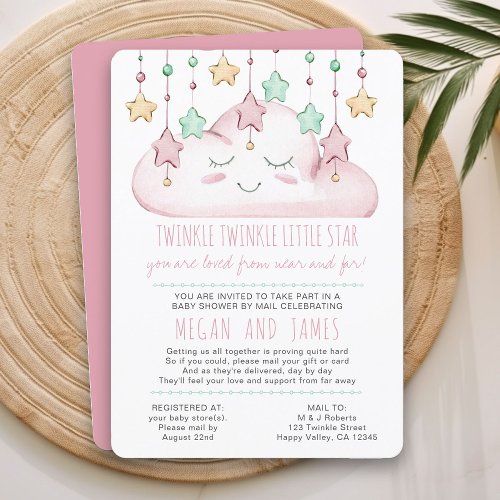 Twinkle Twinkle Poem Girl Baby Shower by Mail Invitation