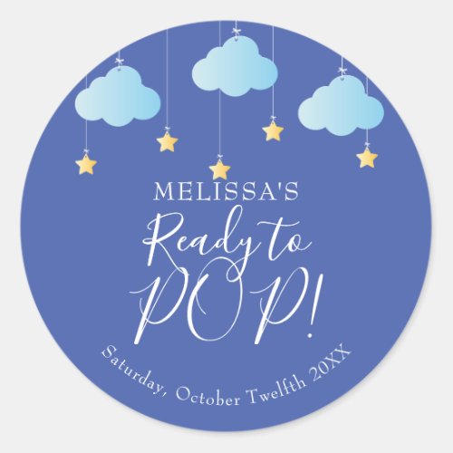 Twinkle Twinkle Ready To POP Baby Boy Blue Classic Round Sticker