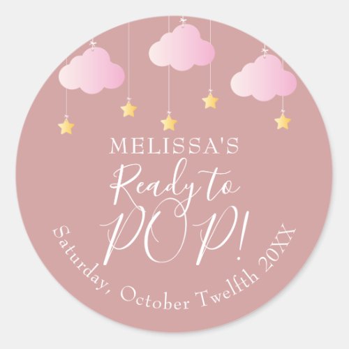 Twinkle Twinkle Ready To POP Pink Baby Shower Classic Round Sticker