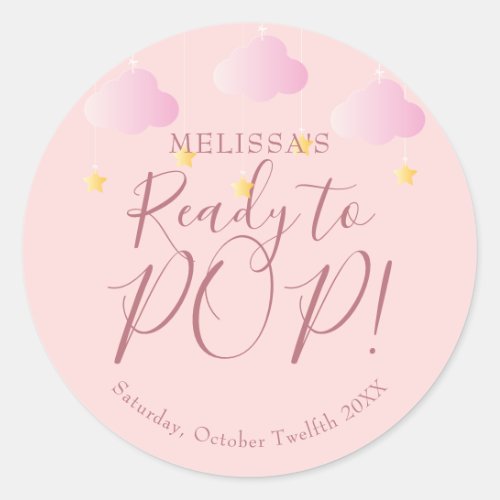 Twinkle Twinkle Ready to POP Pink Baby Shower Classic Round Sticker