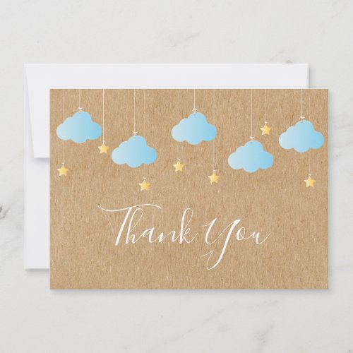 Twinkle Twinkle Rustic Kraft Boho Blue Thank You Card