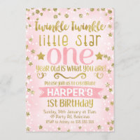 Twinkle Twinkle Star 1st Birthday Invitation