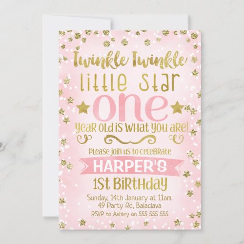 Twinkle Twinkle Star 1st Birthday Invitation