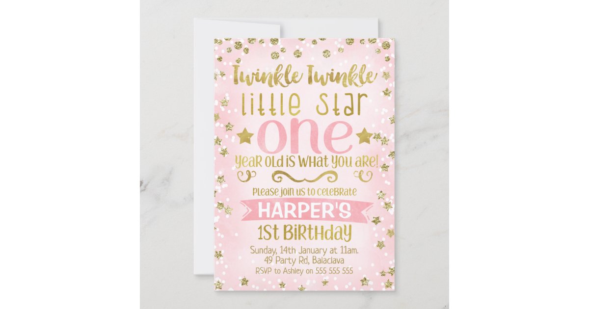 Twinkle Twinkle Star 1st Birthday Invitation | Zazzle