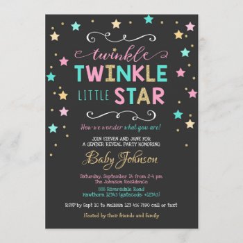 Twinkle Twinkle Star Baby Shower  Gender Reveal Invitation by ApplePaperie at Zazzle