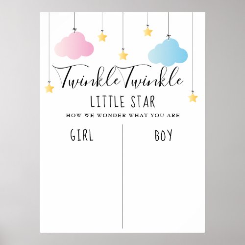 Twinkle Twinkle Star Gender Reveal Voting Sign