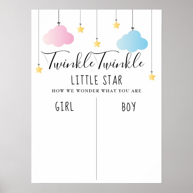 Twinkle Twinkle Star Gender Reveal Voting Sign (Front)