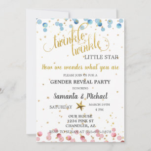 Twinkle Twinkle Star Gold Gender Reveal Party Invitation