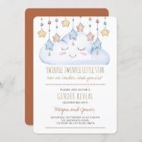 Twinkle Twinkle Stars and Cloud Gender Reveal Invitation