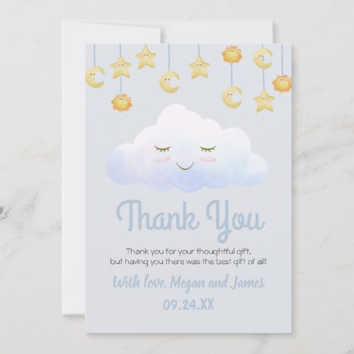 Twinkle Twinkle Stars Sprinkle Cloud Baby Shower Thank You Card
