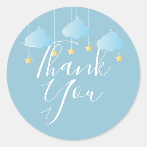 Twinkle twinkle thank you baby boy shower classic round sticker