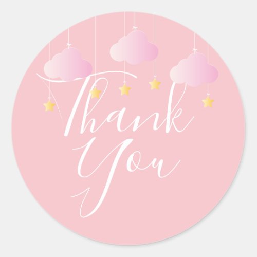 Twinkle twinkle thank you pink baby shower classic round sticker