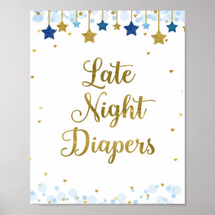 Twinkle Twinkle Watercolor Late Night Diapers Sign
