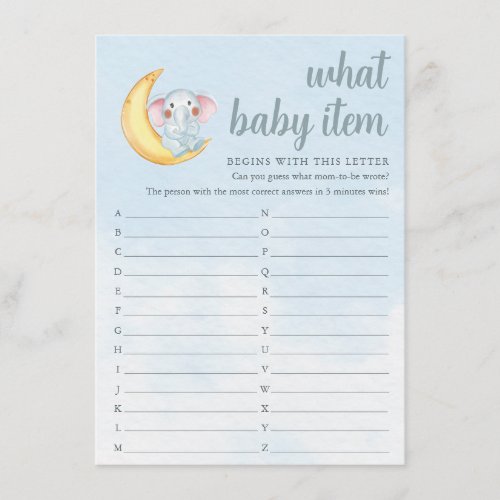 Twinkle twinkle What Baby Item Baby Shower Game Enclosure Card