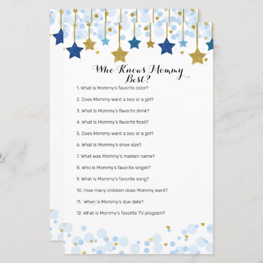 Twinkle Twinkle Who Knows Mommy Best Game (Front/Back)