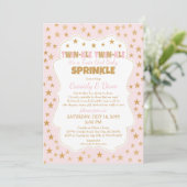 Twinkle Twins Baby Sprinkle, twin girls shower Invitation (Standing Front)