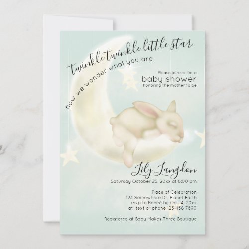  Twinkles  Bunny Sweet Dreams  Teal Sky Invitation