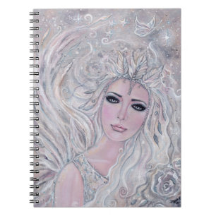 Twinkling angel holiday art by Renee Lavoie Notebo Notebook