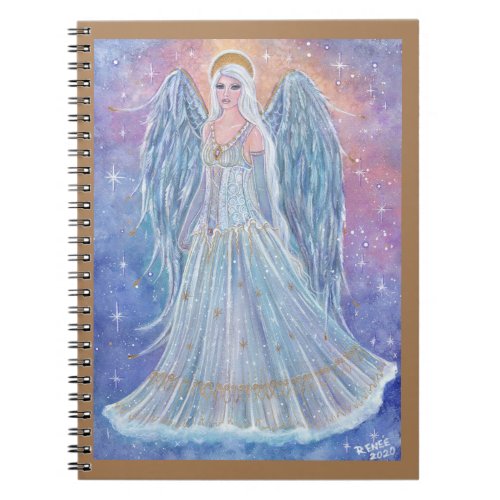 Twinkling angel holiday art by Renee Lavoie Notebook