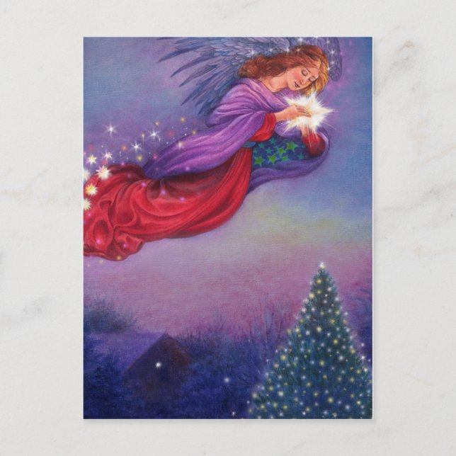 twinkling angel winter nocturne postcard (Front)
