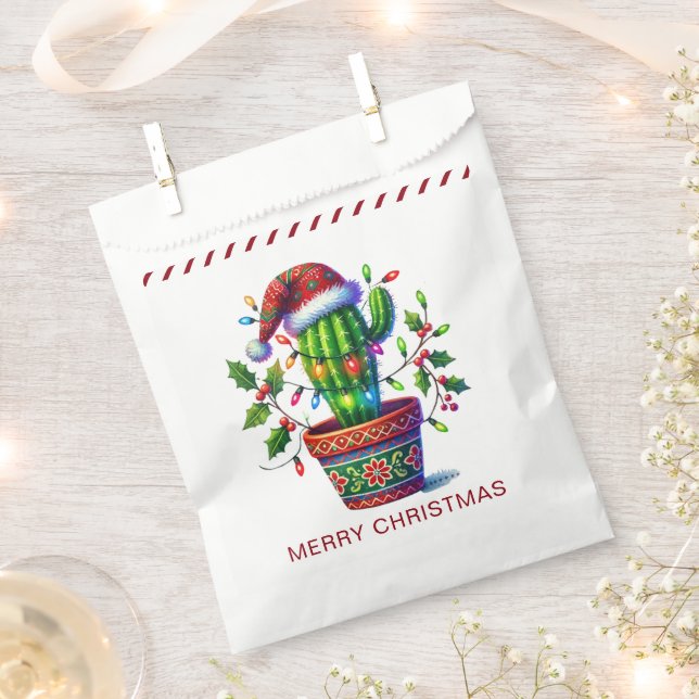 Twinkling Cactus Christmas Favor Bag (Clipped)