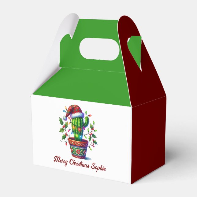 Twinkling Cactus Christmas Favor Boxes (Front Side)