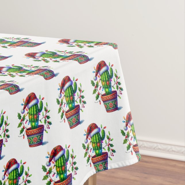 Twinkling Cactus Christmas Tablecloth (In Situ)