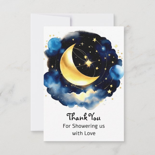 Twinkling Celestial Magic Boy Baby Shower Thank You Card (Front)