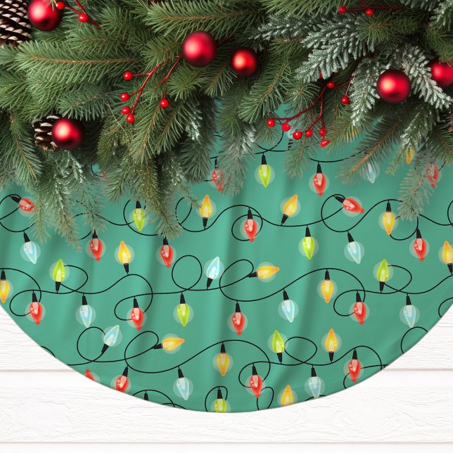 Twinkling Christmas Lights Holiday Pattern Brushed Polyester Tree Skirt (Creator Uploaded)