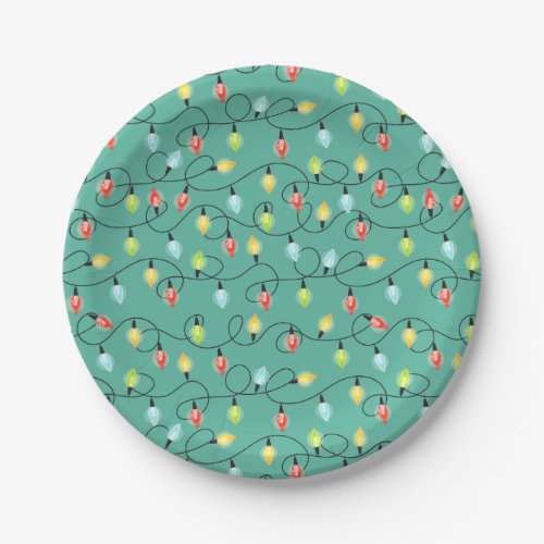 Twinkling Christmas Lights Holiday Pattern Paper Plates