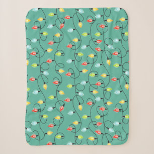Twinkling Christmas Lights Holiday Pattern Sherpa Blanket